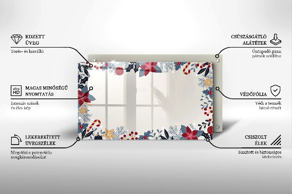 Sklenená doska na krájanie vianočné dekorácie