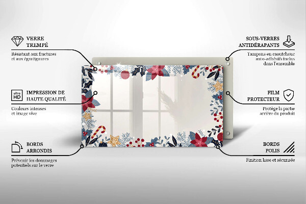 Sklenená doska na krájanie vianočné dekorácie