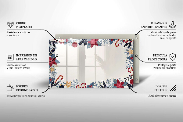 Sklenená doska na krájanie vianočné dekorácie