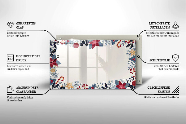 Sklenená doska na krájanie vianočné dekorácie