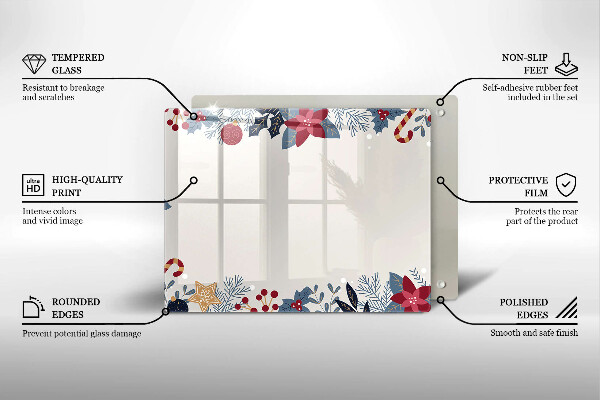 Sklenená doska na krájanie vianočné dekorácie