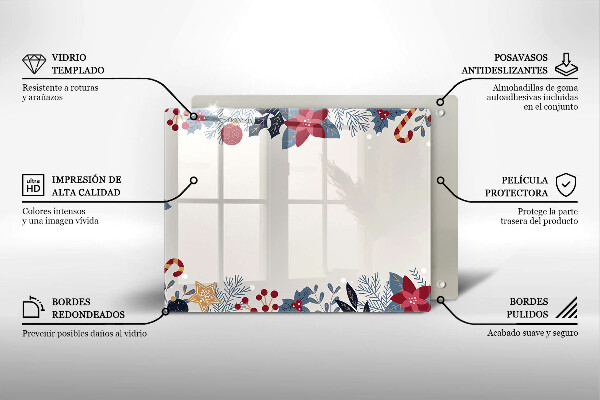 Sklenená doska na krájanie vianočné dekorácie