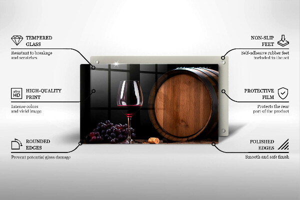 Sklenená doska na krájanie Sudový pohár na víno