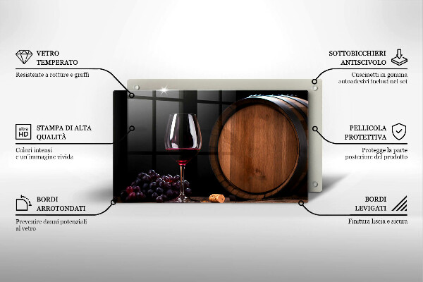 Sklenená doska na krájanie Sudový pohár na víno