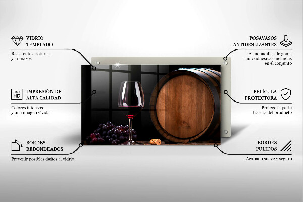 Sklenená doska na krájanie Sudový pohár na víno