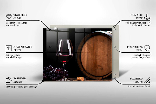 Sklenená doska na krájanie Sudový pohár na víno