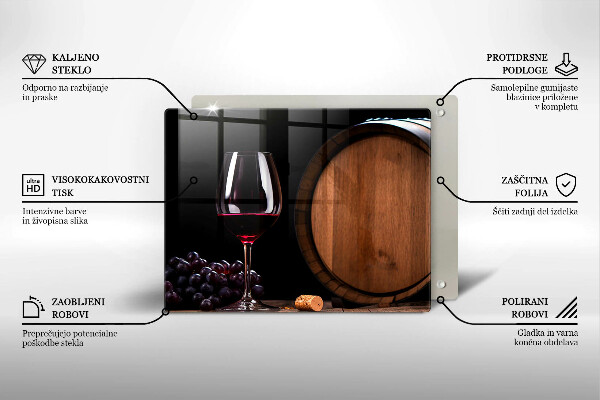 Sklenená doska na krájanie Sudový pohár na víno