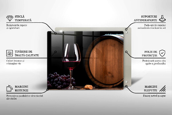 Sklenená doska na krájanie Sudový pohár na víno