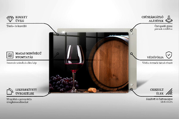 Sklenená doska na krájanie Sudový pohár na víno