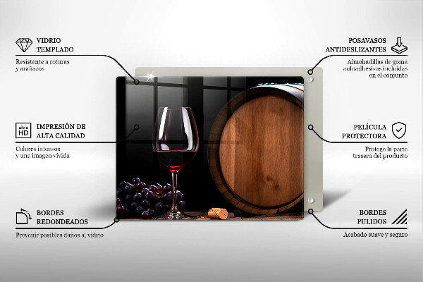 Sklenená doska na krájanie Sudový pohár na víno