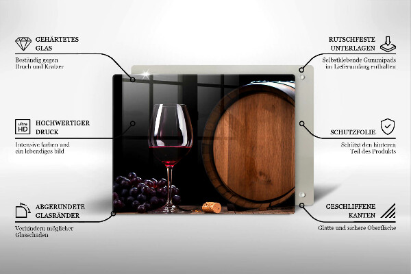 Sklenená doska na krájanie Sudový pohár na víno