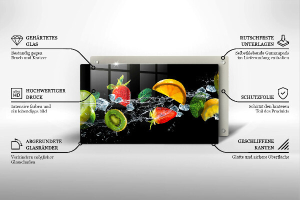 Sklenená doska na krájanie Ovocie vo vode