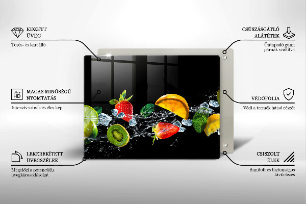 Sklenená doska na krájanie Ovocie vo vode