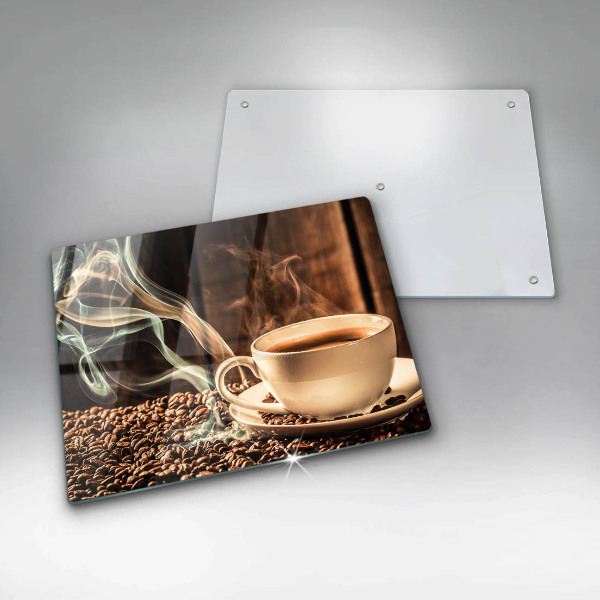 Sklenená doska na krájanie Šálka a kávové zrná