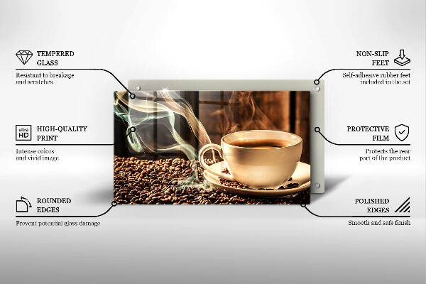 Sklenená doska na krájanie Šálka a kávové zrná