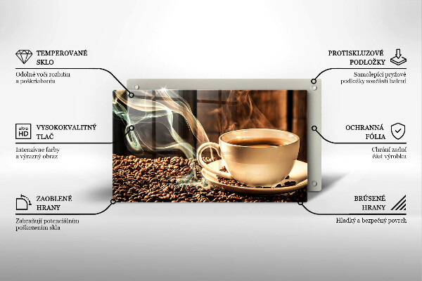 Sklenená doska na krájanie Šálka a kávové zrná