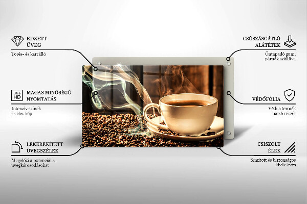 Sklenená doska na krájanie Šálka a kávové zrná