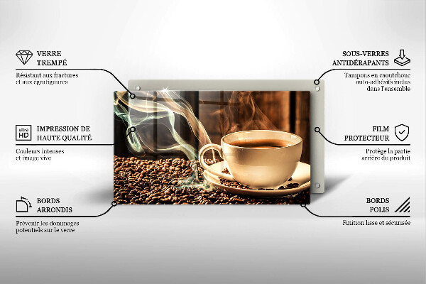 Sklenená doska na krájanie Šálka a kávové zrná