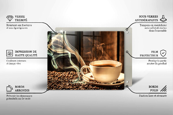 Sklenená doska na krájanie Šálka a kávové zrná