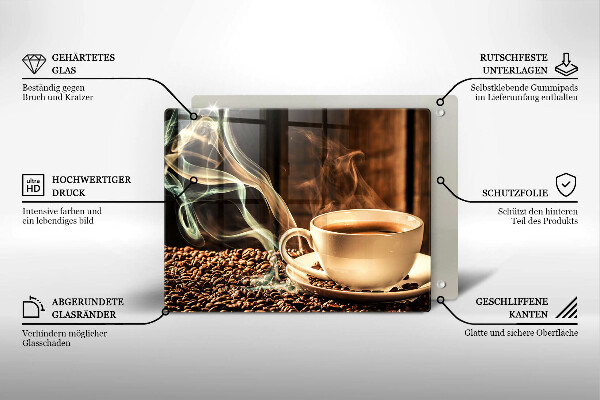 Sklenená doska na krájanie Šálka a kávové zrná