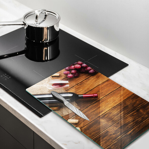 Sklenená doska na krájanie Fľaša červeného vína