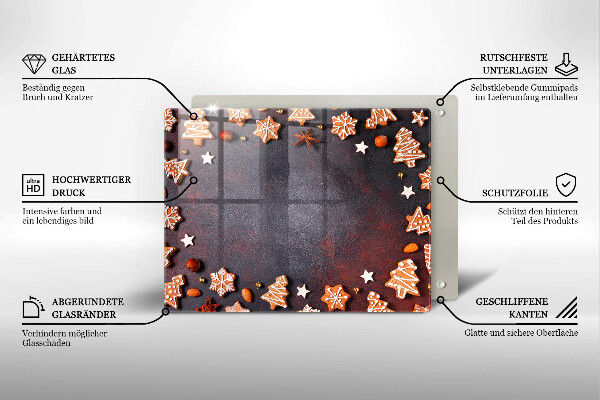 Sklenená doska na krájanie Perníkové Vianoce