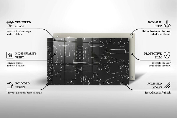 Sklenená doska na krájanie Kreslené kuchynské doplnky