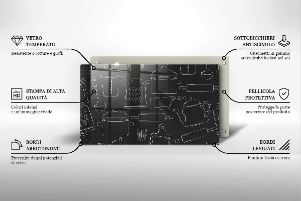 Sklenená doska na krájanie Kreslené kuchynské doplnky