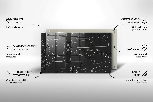 Sklenená doska na krájanie Kreslené kuchynské doplnky