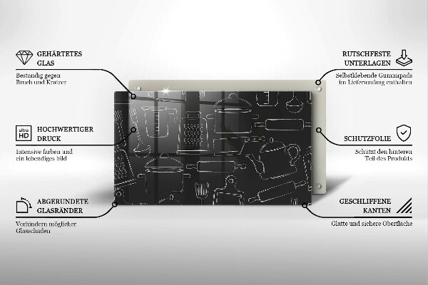 Sklenená doska na krájanie Kreslené kuchynské doplnky