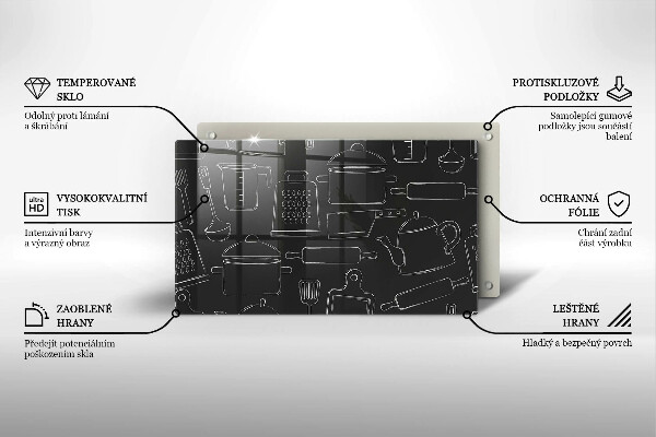 Sklenená doska na krájanie Kreslené kuchynské doplnky