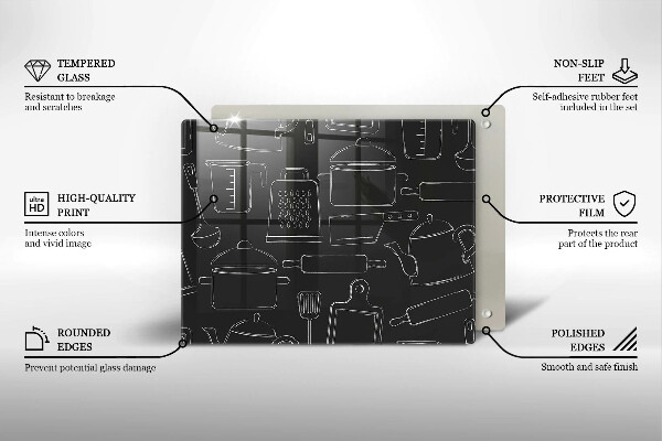 Sklenená doska na krájanie Kreslené kuchynské doplnky