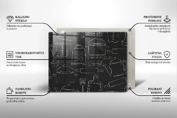 Sklenená doska na krájanie Kreslené kuchynské doplnky