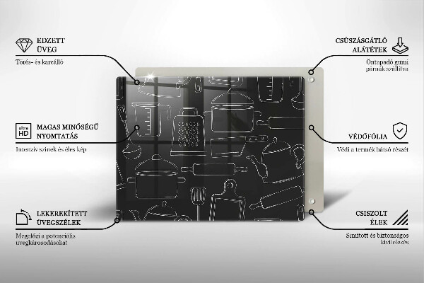 Sklenená doska na krájanie Kreslené kuchynské doplnky