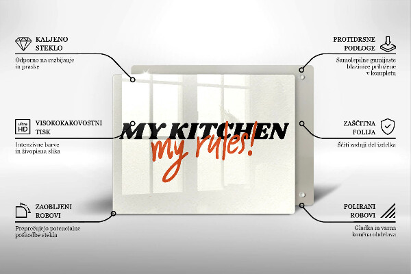 Sklenená doska na krájanie My kitchen my rules