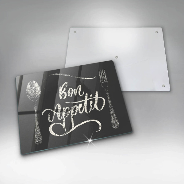 Sklenená doska na krájanie Nápis Bon Appetit