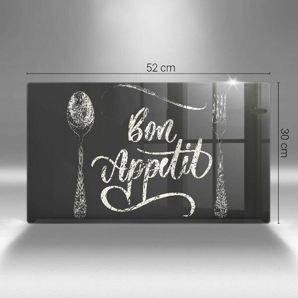 Sklenená doska na krájanie Nápis Bon Appetit