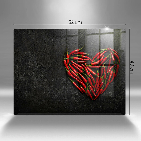 Sklenená doska na krájanie Srdce z chilli papričky