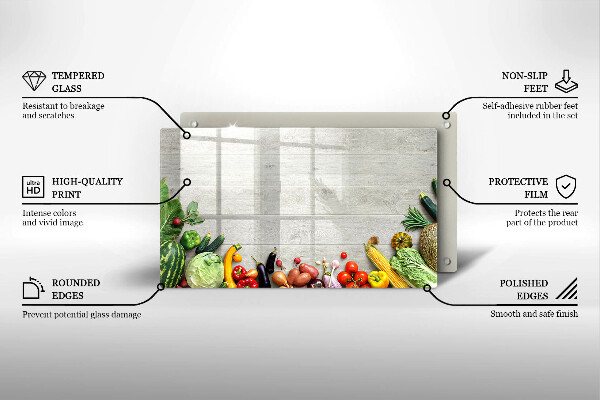 Sklenená doska na krájanie Zelenina na doskách