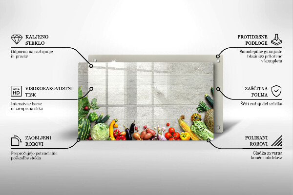 Sklenená doska na krájanie Zelenina na doskách