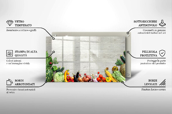 Sklenená doska na krájanie Zelenina na doskách