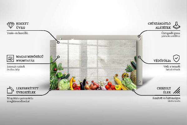 Sklenená doska na krájanie Zelenina na doskách