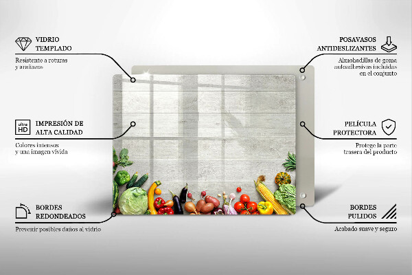 Sklenená doska na krájanie Zelenina na doskách