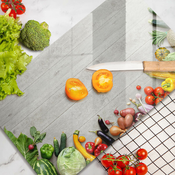 Sklenená doska na krájanie Zelenina na doskách