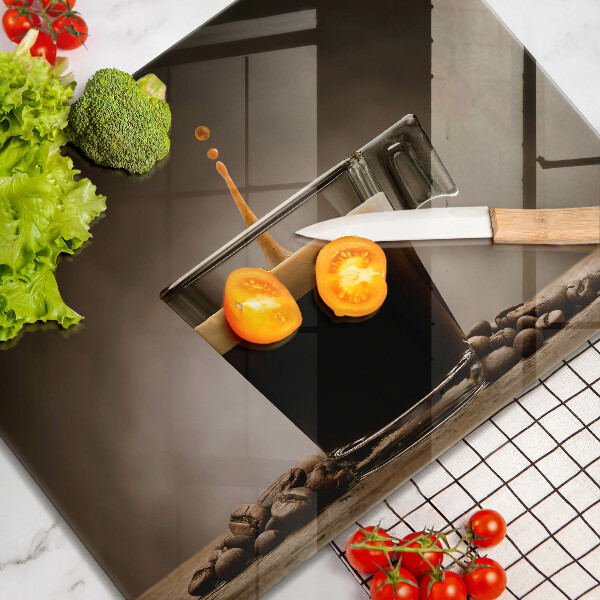 Sklenená doska na krájanie Sklo a kávové zrná