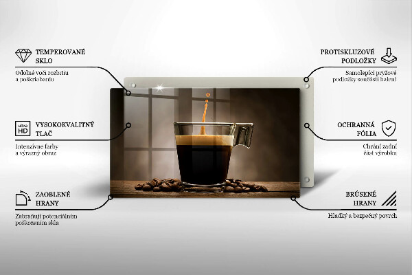 Sklenená doska na krájanie Sklo a kávové zrná