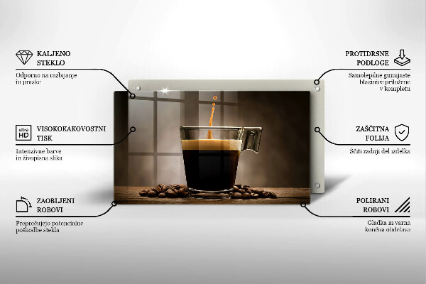 Sklenená doska na krájanie Sklo a kávové zrná