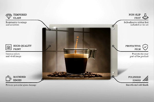 Sklenená doska na krájanie Sklo a kávové zrná