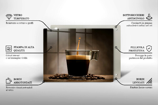 Sklenená doska na krájanie Sklo a kávové zrná