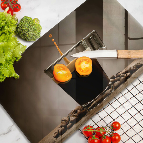 Sklenená doska na krájanie Sklo a kávové zrná